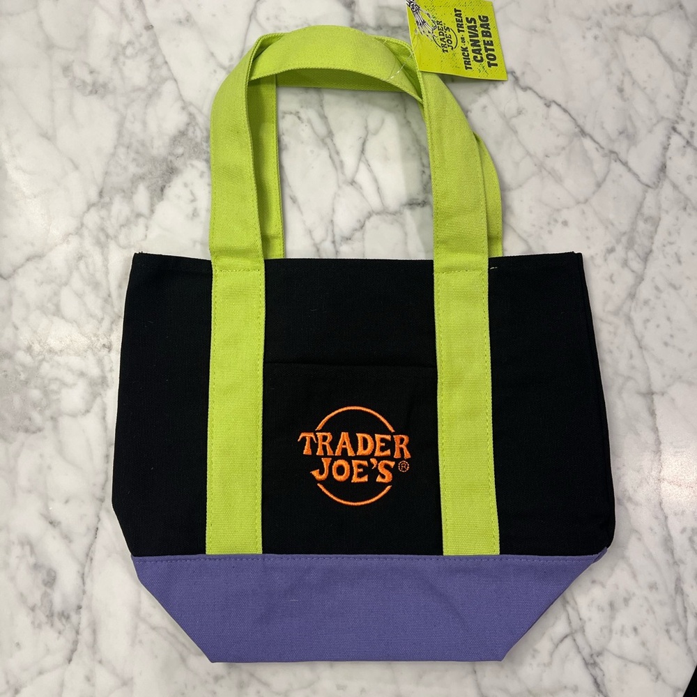 Trader Joe's Limited Edition Halloween Trick or Treat Black and Green Tote Bag